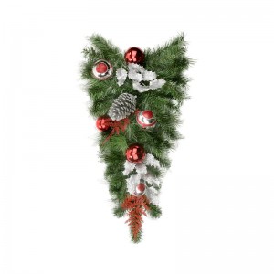 Northlight Pre-Decorated Holly, Ball and Pine Cone Artificial Christmas Teardrop Swag NLGT2213